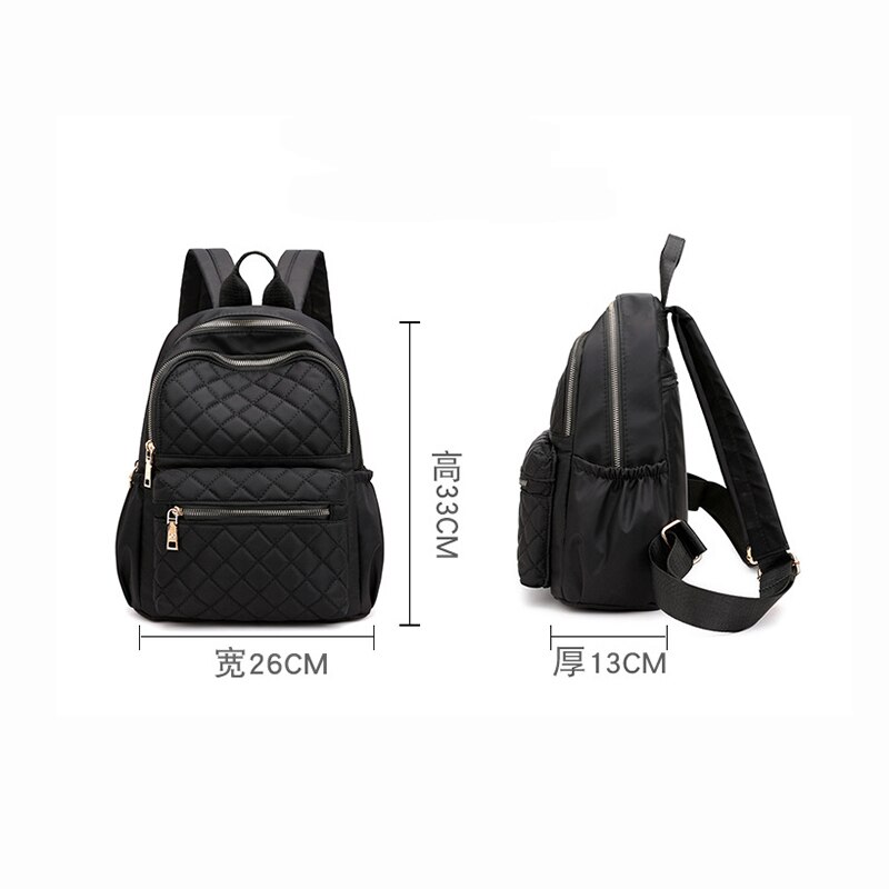 Décontracté en Nylon diamant treillis sac à dos femmes couleur unie grande poche grande capacité Daypack étanche voyage sac à bandoulière