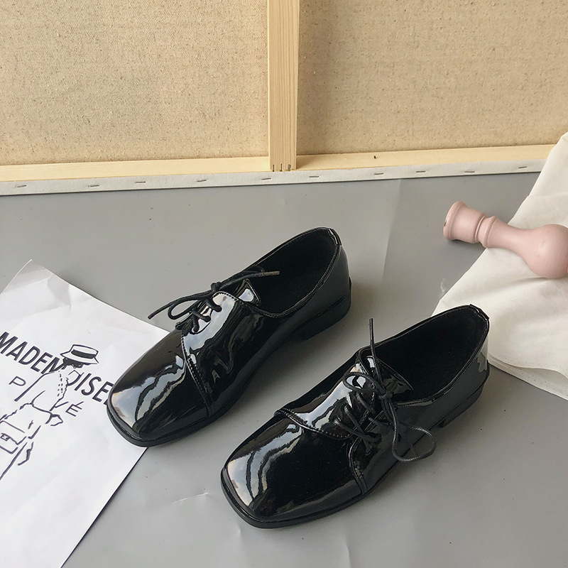 nuevos zapatos Oxford de cuero suave con cordones para mujer, zapatos planos de punta redonda para mujer, zapatos de para mujeres jóvenes,: Bright / 6,5