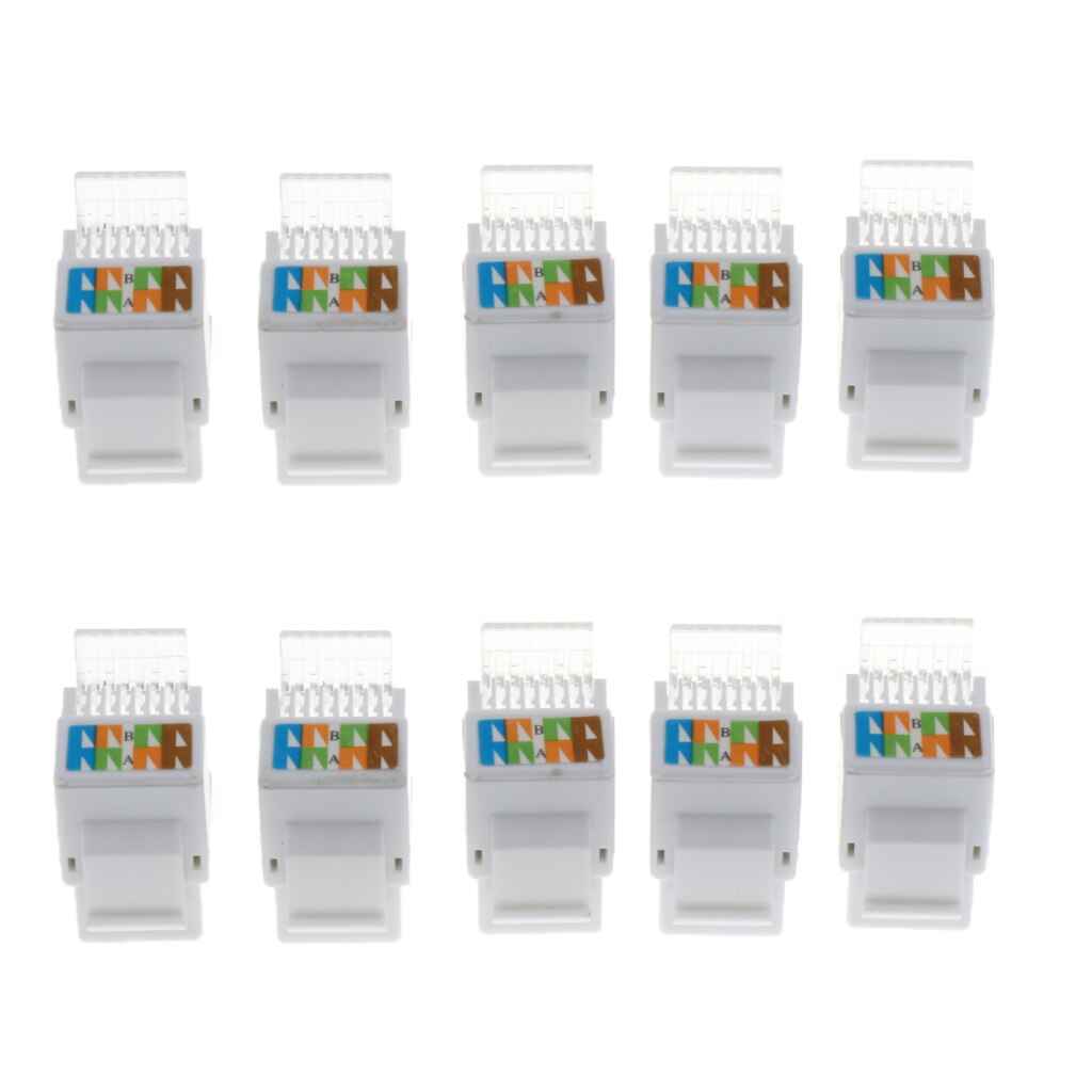 10x Keystone Jack Wall End Plug Cat6 Ethernet Network Module Adapter