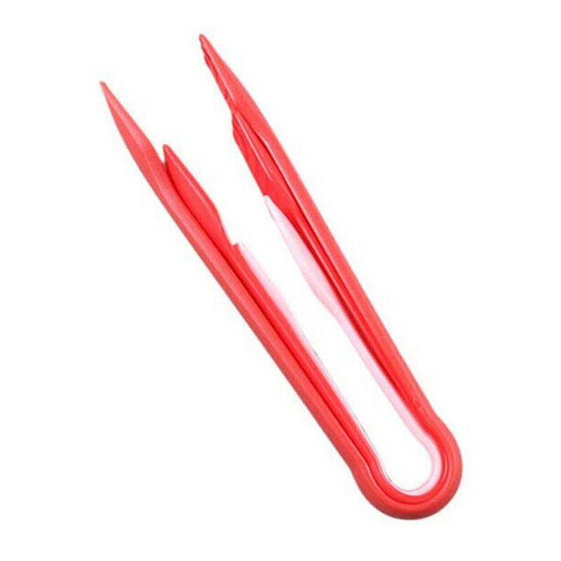 3 i 1 mini plastmattång halkskydd bbq sallad bacon steak klämma köksredskap för barnmat klass s/m/l: Röd