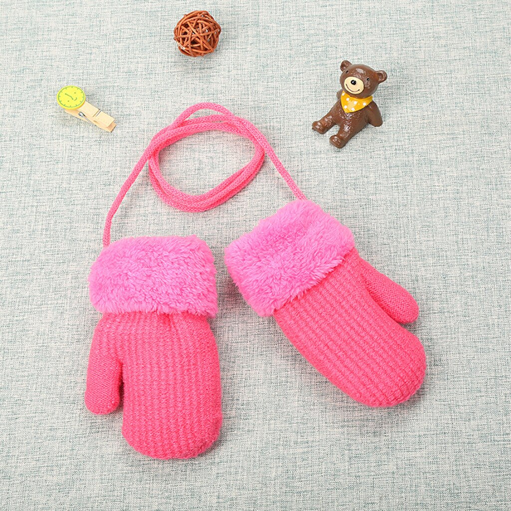 Arloneet Winter Warm Baby Handschoenen Dikker Breien Wanten Baby Leuke Stiksels Meisjes Jongens Van Winter Warm Bandjes Handschoenen CJ10: HT