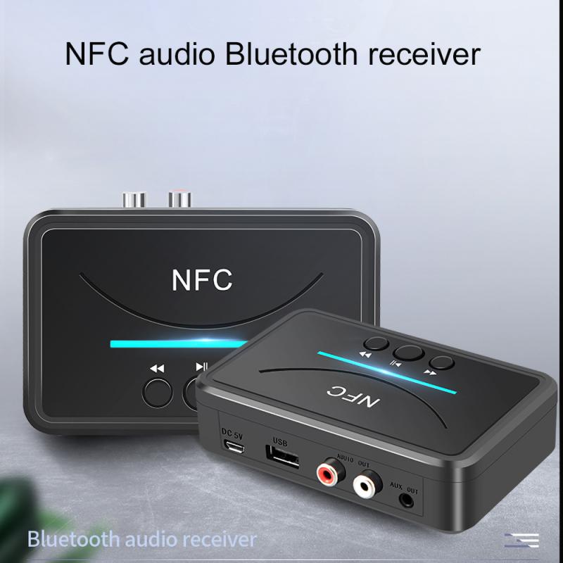 Nfc Draadloze Bluetooth 5.0 Audio Ontvanger 3.5Mm Aux Hifi Stereo Ingebouwde Chip Dual Audio Port Usb Smart afspelen Voor Auto Speaker