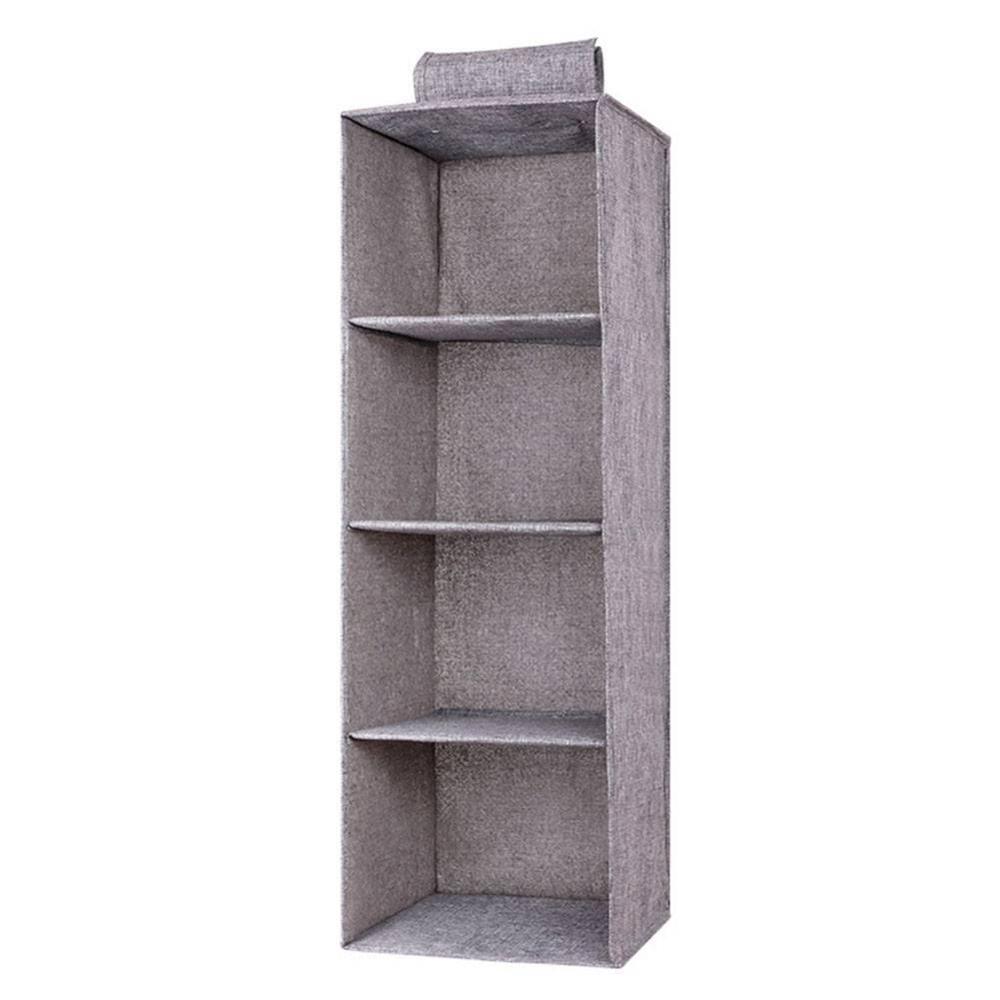 Porte-pochettes en tissu de lin à 5 cellules, organiseur de vêtements, support de garde-robe sac suspendu sac de rangement organisateurs de vêtements: Light Gray / 4 Layers