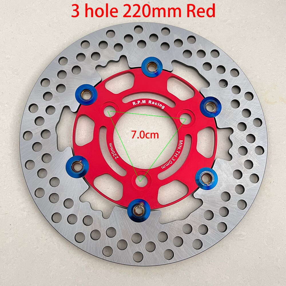 Universal Aluminum alloy Floating discs motorcycle brake disc Outside diameter 200mm/220mm/245mm/260mm Rapid cooling brake pads: 7.0cm Red 220mm