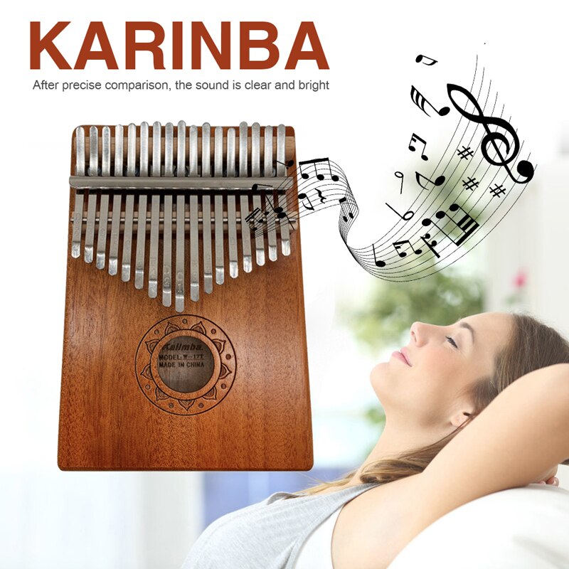 Kalimba-Piano de pulgar de 17 teclas, instrumento Musical, caja de música creativa, hecho con un solo tablero, madera Mbira de