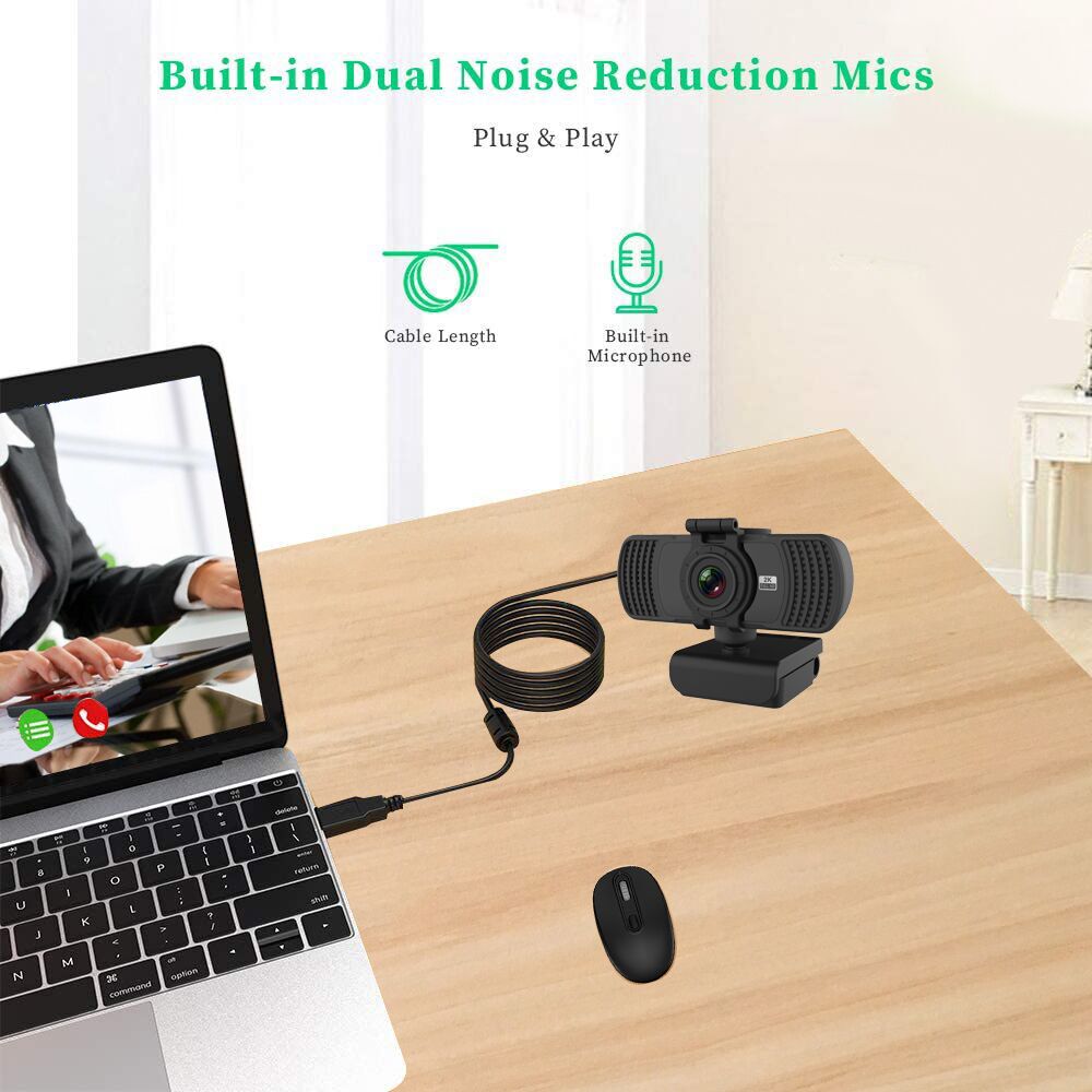 2K Webcam HD 1080P Webcam Computer PC WebCamera with Microphone for Live Broadcast Video Calling Conference Work Camaras Web PC