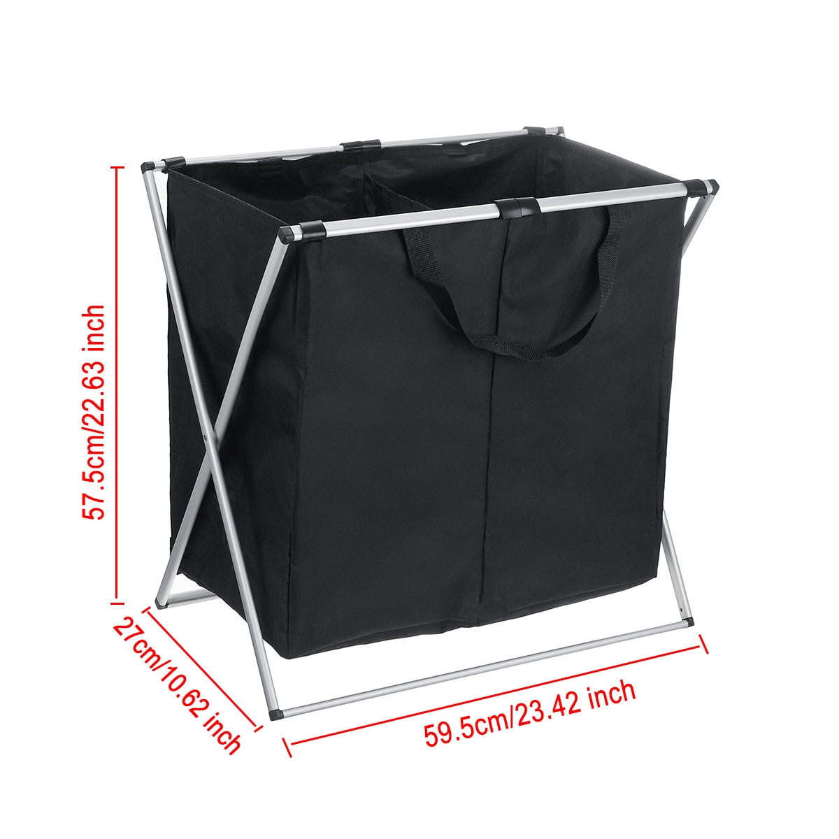 X Shape Folding Laundry Basket With Handle Collapsible 2 Section 600D Oxford Laundry Hamper Dirty Clothes Organizer Sorter Bag