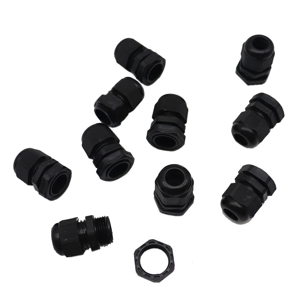 Waterdichte Gezamenlijke Nylon Plastic Connector Zwart IP68 PG7/PG9/PG11/PG13/PG16/PG19/PG21/PG25/PG29 Fit 3Mm Tot 25Mm Draad