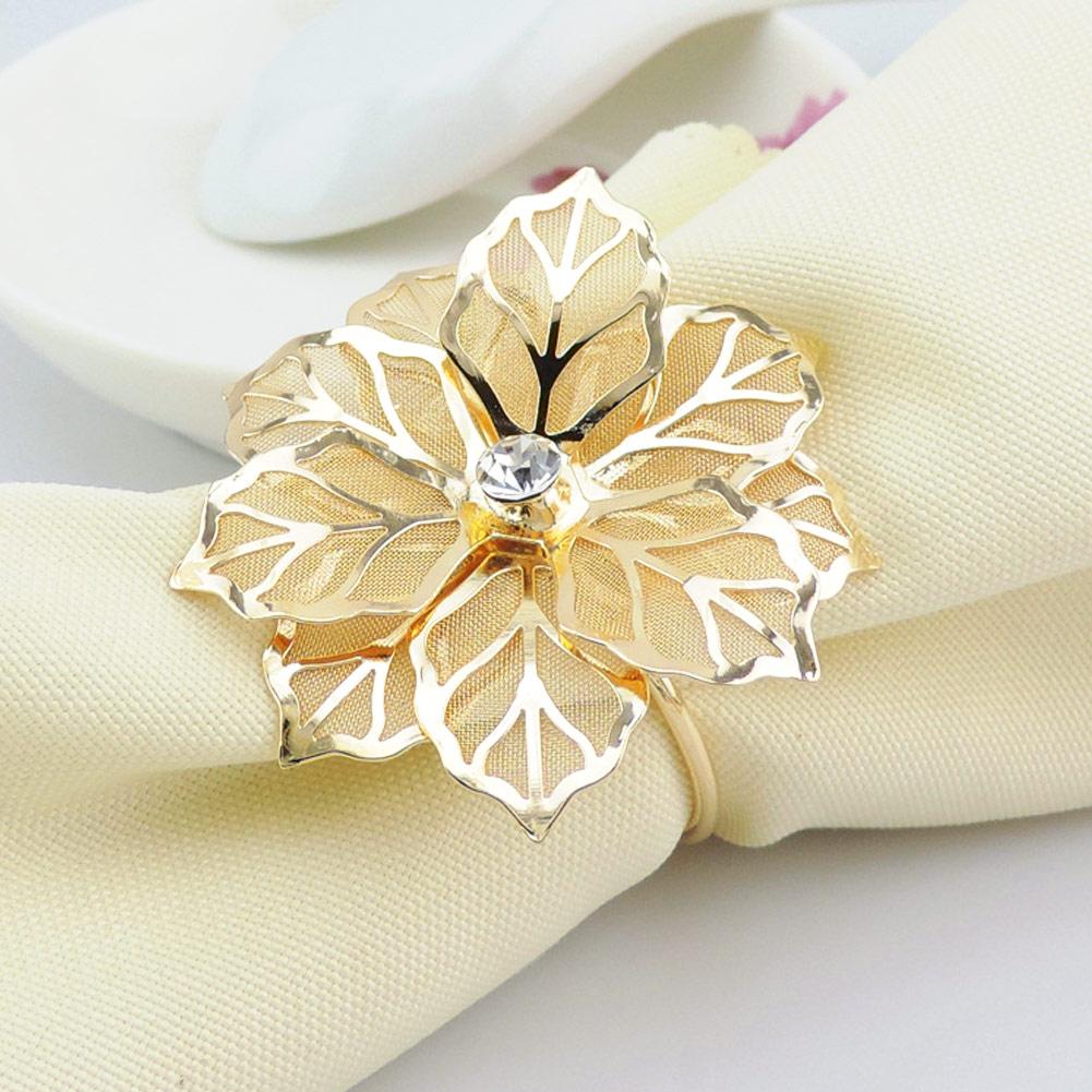 Anillos para servilletas con forma de flor dorados y plateados para bodas, , fiestas, banquetes, cena, clubes de Navidad, casa, 3 uds.