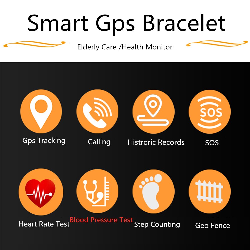 gps bracelet gps watch tracker sos dialer parental altheimer care big sos button heart rate blood pressure elderly care