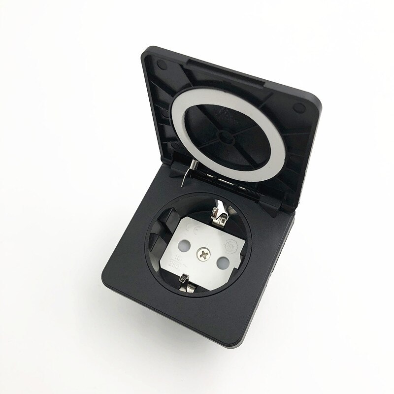 16A 250V Black/Blue Generator Control Panel Germany Waterproof Socket European Dust Socket For Home Desktop Connector Plug: Square