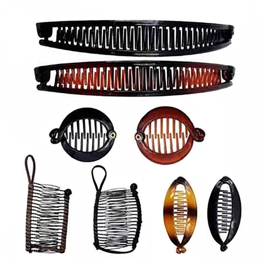Pince à cheveux banane Vintage, ensemble de pinces à poisson pour filles, Barrettes à griffes de couleur unie, accessoires pour cheveux pour femmes, pince de support queue de cheval: 1-11