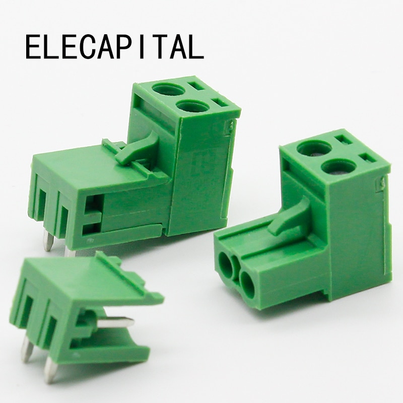 10 Sets Ht5.08 2pin Haakse Terminal Plug Type 300V 10A 5.08Mm Toonhoogte Connector Pcb Schroef terminal Blok