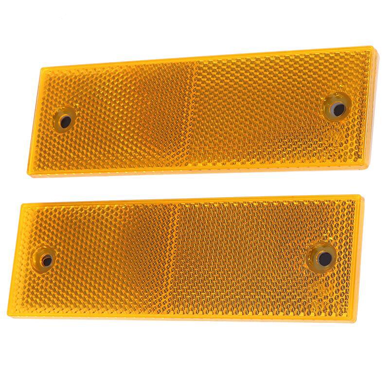 2 Pcs Rood/Wit/Oranje Vrachtwagen Motorfiets Lijm Rechthoek Plastic Reflector Reflecterende Waarschuwing Plaat Stickers Veiligheid Teken: orange with hole
