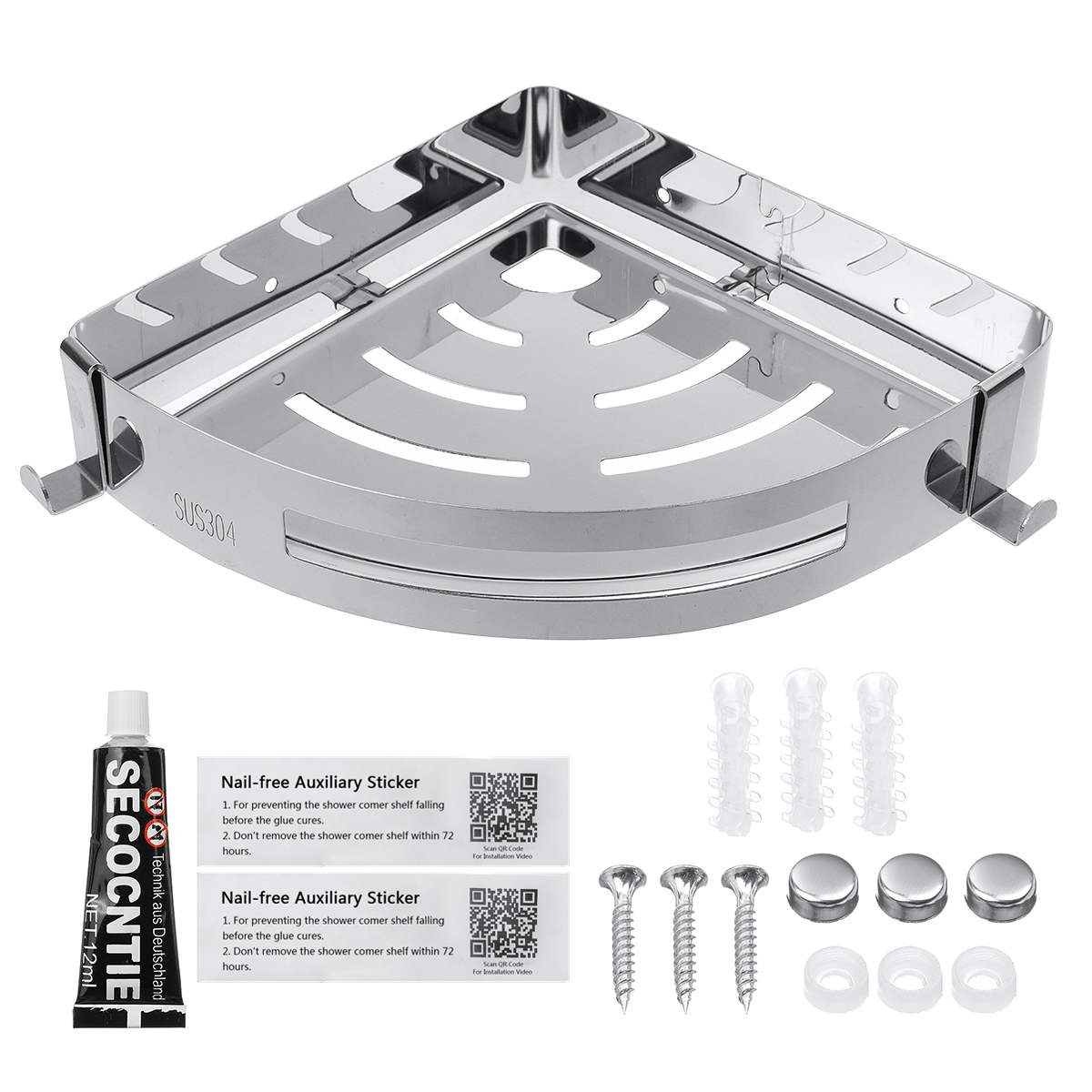 2 Layers Corner Shower Shelf Bathroom Shampoo Shower Shelf Holder Kitchen Storage Rack Punch Free Kitchen Tripod Corner Stand: 1 Layer