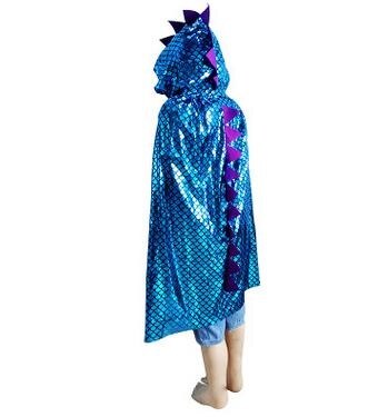 Halloween spøgelse kappe til børn børn skræmmende kostumer performance kostume dyre kjole børn dinosaur kappe: Blå