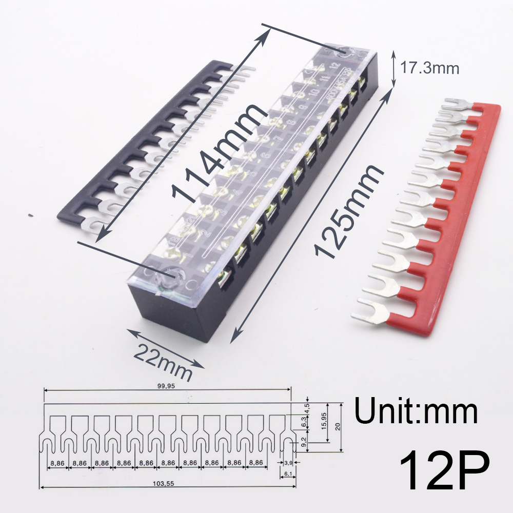 Brass Junction Box Electrical Screw Terminal Block and Insulated Barrier Strip Wire Connector Connecter Electronic Cable Contact: Gold