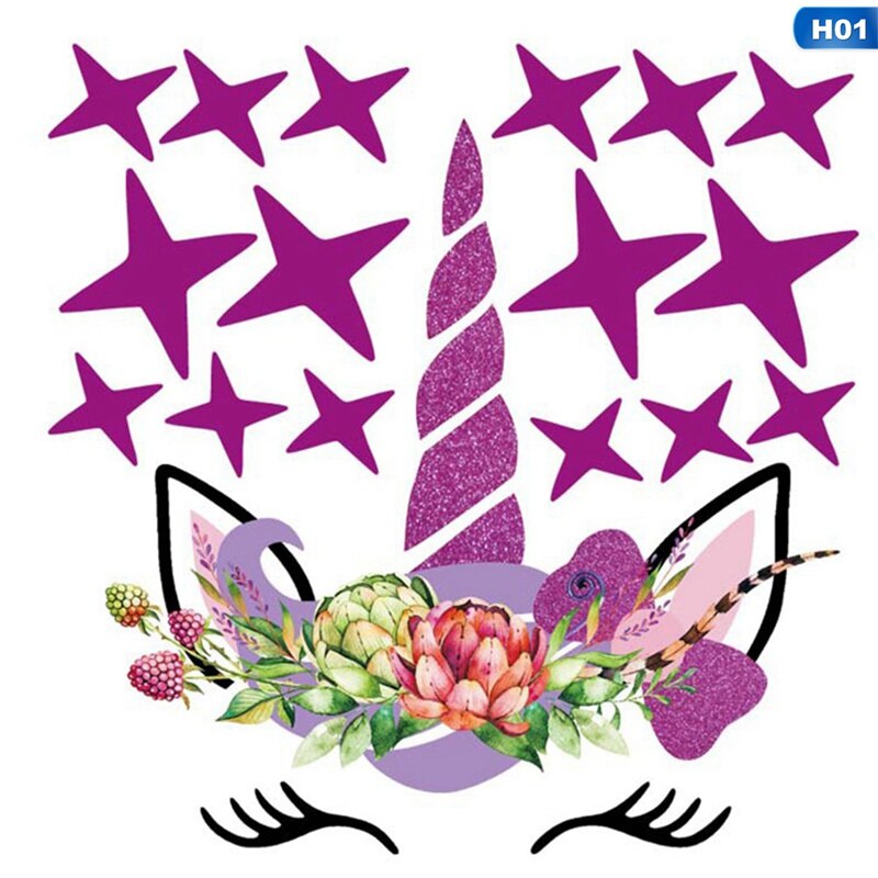 Kleurrijke Cartoon Eenhoorn Star Muurstickers Voor Kinderen Kamers Meisjes Kamers Slaapkamer Nursery Decor Dier Stickers Op De Muur Stickers