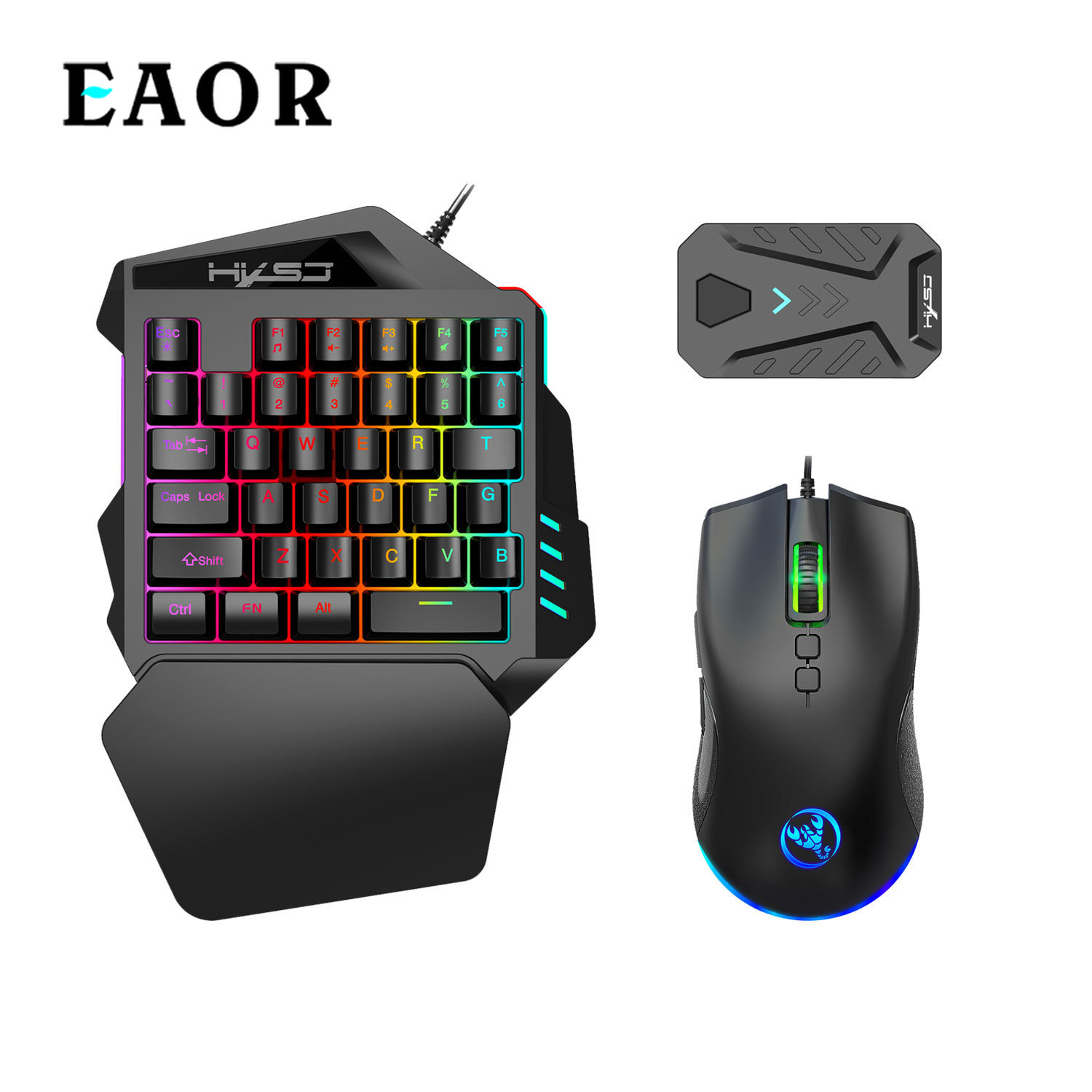 EAOR Android Version Mobile Game Converter Wired One-handed Gaming Keyboard Mouse Set PUBG Controller Adapter Auxiliary Artifact