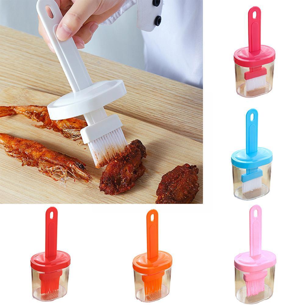 Portable Silicone Oil Brush Bottle Barbecue Brush with Tools Heat Outdoor Baking Protective Pastry Cover Resistant BBQ W9B1