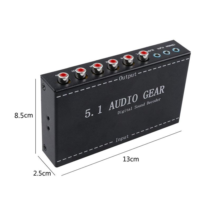 5.1 o Gear 2 in 1 5.1 Channel AC3/DTS 3.5mm o Gear Digital Surround Sound Decoder Stereo (L/R) Signals Decoder HD Player