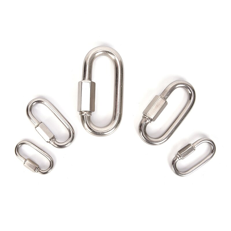 1pc Stainless Steel Chain Quick Link Oval Thread Carabiner Chain Connector Keychain Buckle Locking Carabiner M4 M5 M6 M8