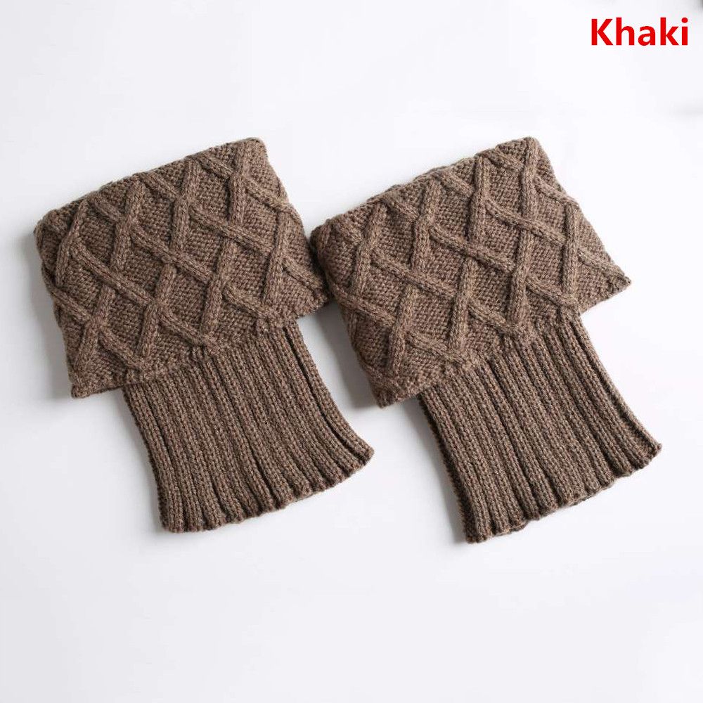 1Pc Vrouwen Winter Warme Lange Boot Sokken Knie Hoge Bohemen Winter Gebreide Beenwarmers Laarzen Slobkousen Acryl Wollen Sokken: C-khaki