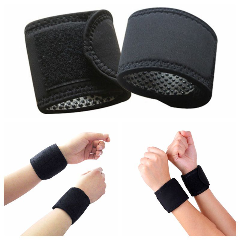 AOLIKES 1 Paar Verstelbare zelfverhitting Toermalijn Magneet Polssteun Bandjes Wraps Sport Polsbandje Warm Pols Band Voor Gym