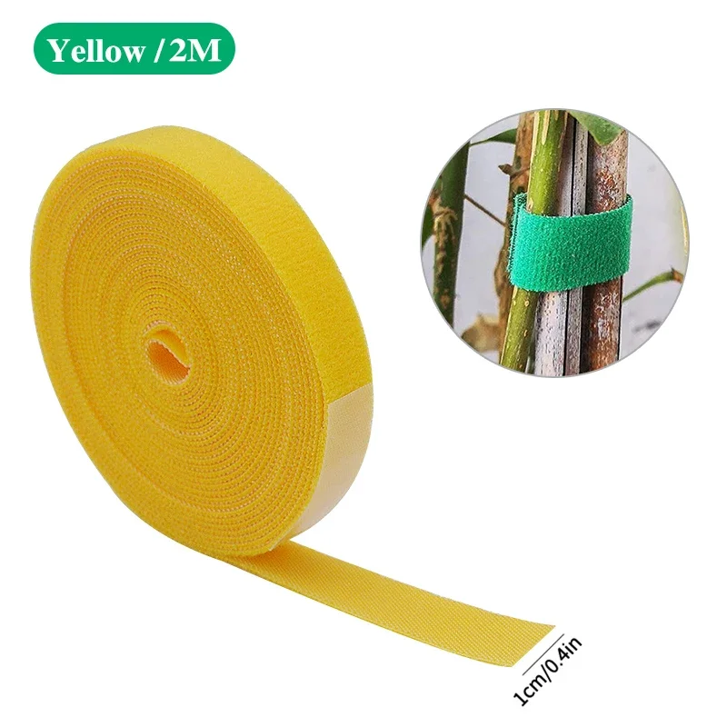 Cordel de jardín verde para plantas, lazos de nailon para plantas, gancho de jardín, lazo, envoltura de caña de bambú, soporte, accesorios de jardín, 2M: YELLOW