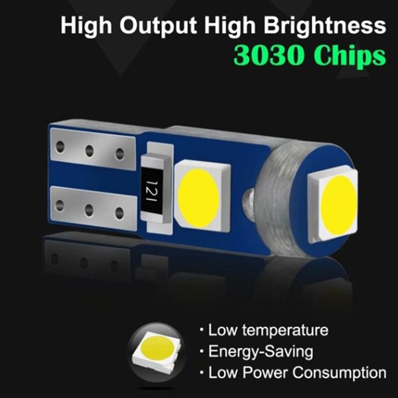Ampoule Led T5 W3W W1.2W Canbus Led lumières intérieures de voiture tableau de bord indicateur de réchauffement cale Auto Instrument lampe 12V 10 pièces