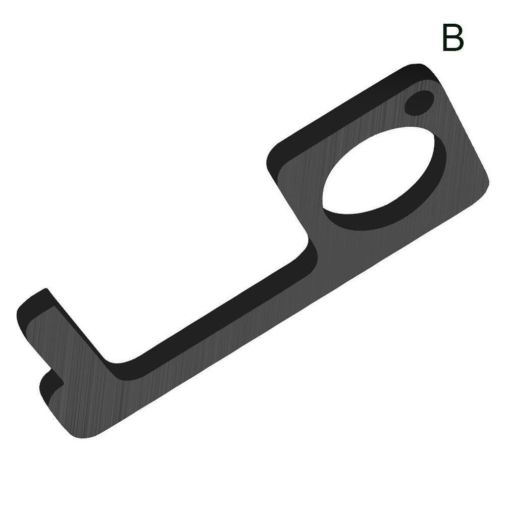 EDC Door Opener Portable Kooty Key Hook Tool Avoide Contact Tool Elevator Press AsepticPortable Hygiene Non-contact H1B0: Black