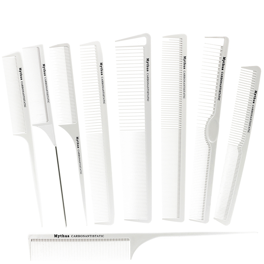 9 Pcs Zwarte Salon Kappers Kam Carbon Haar Kam Anti Statische Hittebestendige Kapper Haar Knippen Kam Hair Care Styling gereedschap: 9Bai-My