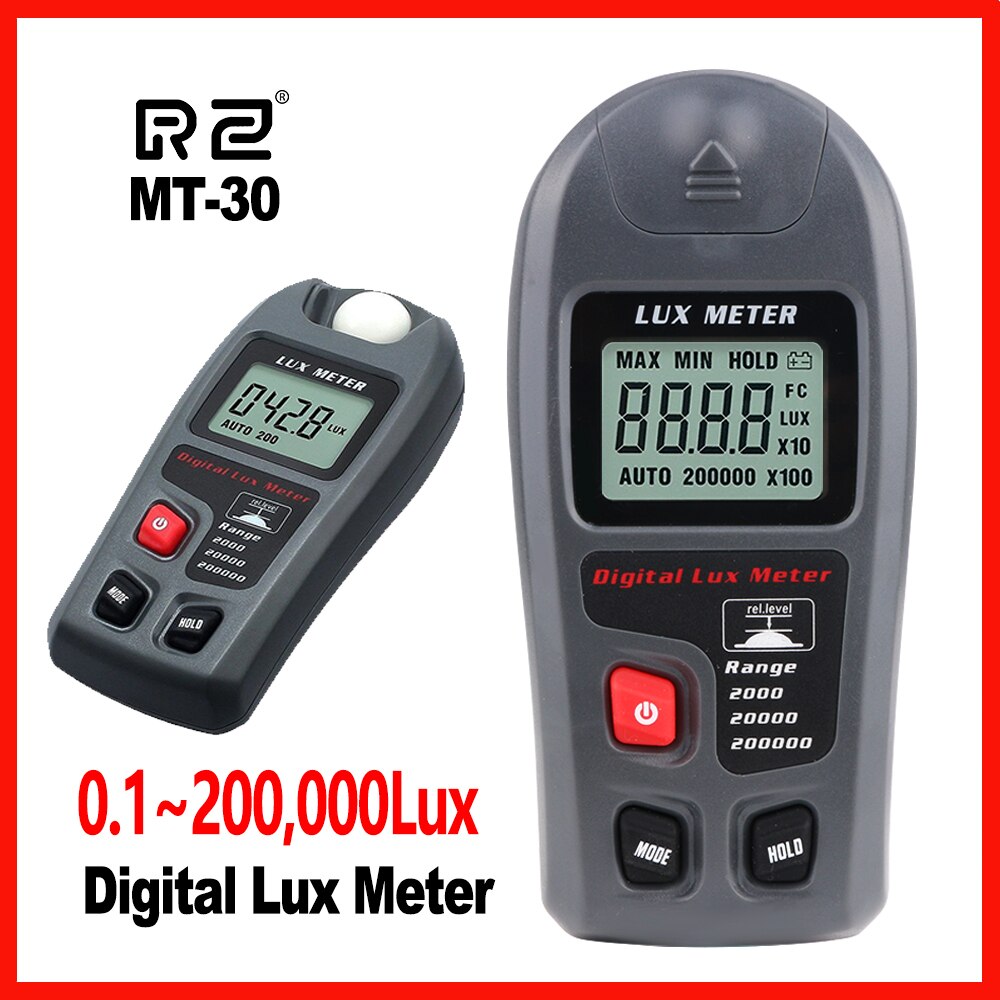 RZ Digital Light Meter LCD Display Light Meter Environmental Testing Illuminometer Sensor Large Photometer MT-30