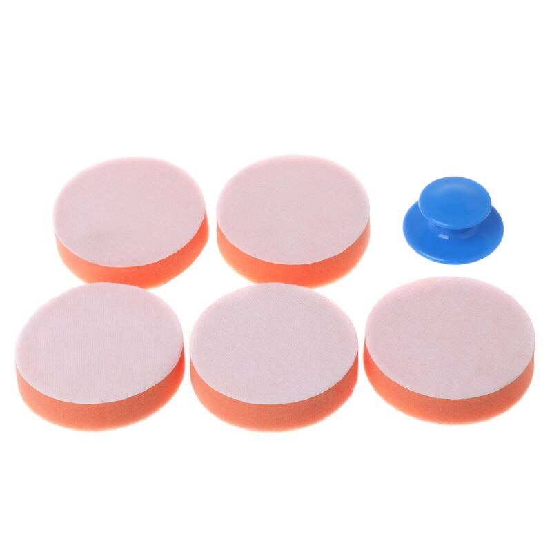 6Pcs/Set Car Wax Wash Polish Pad Sponge Cleaning Foam Kit Gripper Handle Car-Styling 57BA