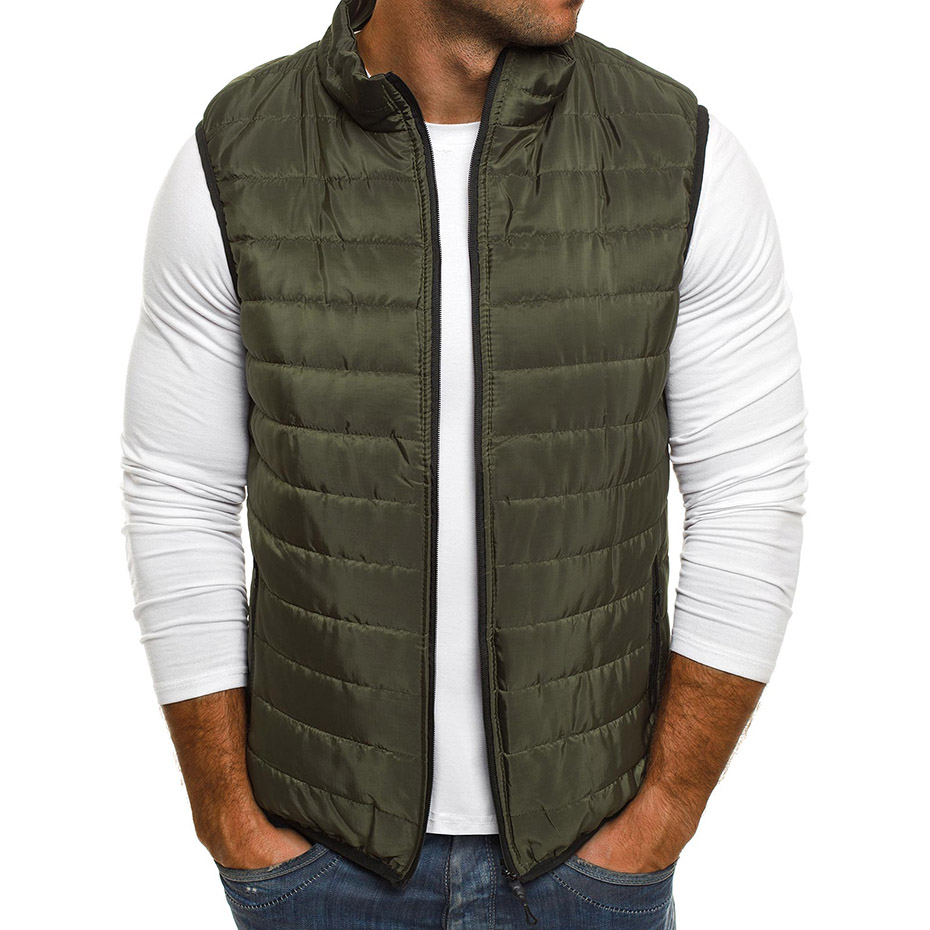 ZOGAA Mannen Vest Casual Warm Bovenkleding Herfst Jas Vesten Jas Heren Mouwloos Vest Parka Jassen Rits Jas Man Kleding: Army green / L