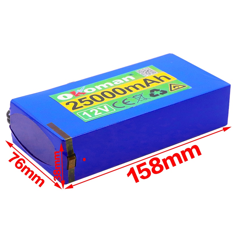 Super Rechargeable Portable Lithium-ion Battery DC 12V 25000mAh With EU Plug 12.6v 25Ah battery pack+charger