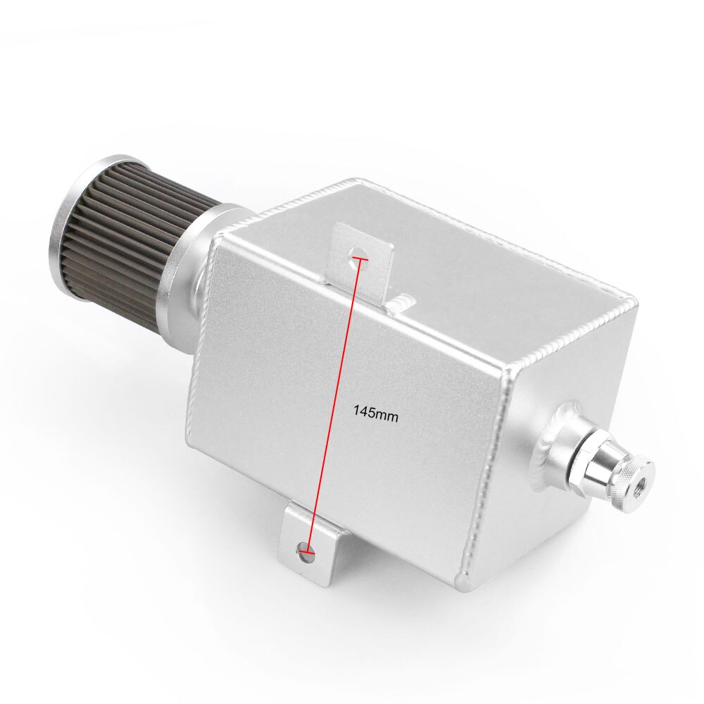 2L Universal Car Aluminum Oil Catch Tank Silver Black Fuel Tanks With Breather &amp; Filter Drain Tap 2LT Baffled RS-OCC010