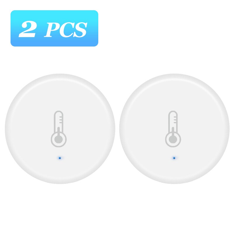 Tuya/SmartLife App ZigBee Smart Temperature And Humidity Sensor Work With Zigbee Hub Via Alexa Google Home Smart Home Automation: 2 pcs Round
