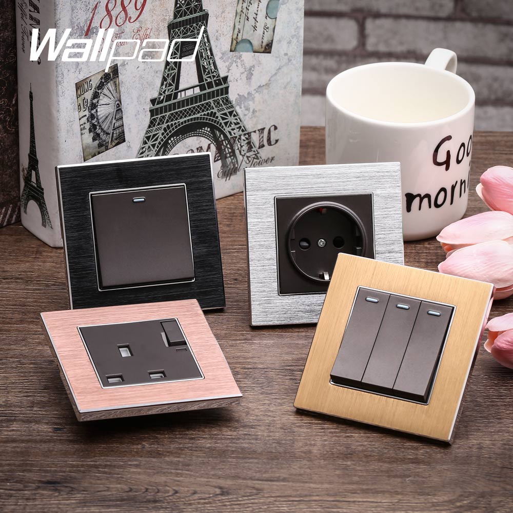 2 Gang Momentary Contact Switch Reset Switches Electric Curtain Shutter Wallpad Grey Aluminum Alloy Panel