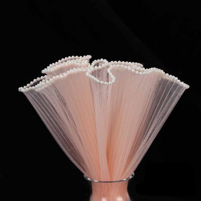 Gasa de envoltura de 28cm x 4,5 yardas, malla ondulada, material de embalaje de flores, gasa rosa, paquete floral, suministros para decoración del hogar: coral pearl