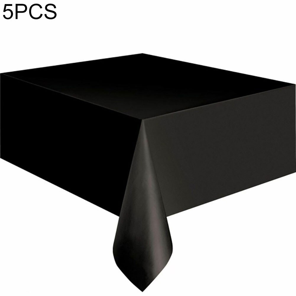 5Pcs Solid Color PE Disposable Party Hotel Event Wedding Catering Tablecloth Disposable Tablecloth tabl: Black