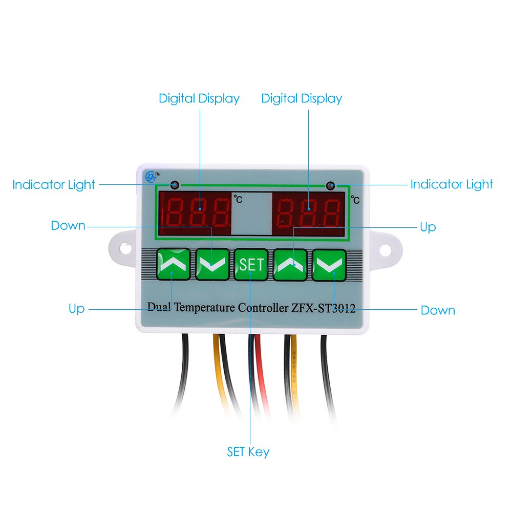 Digital Temperature Controller Dual Display Microcomputer 12V/120W 24V 220V Electric Thermostat Temperature Control Switch