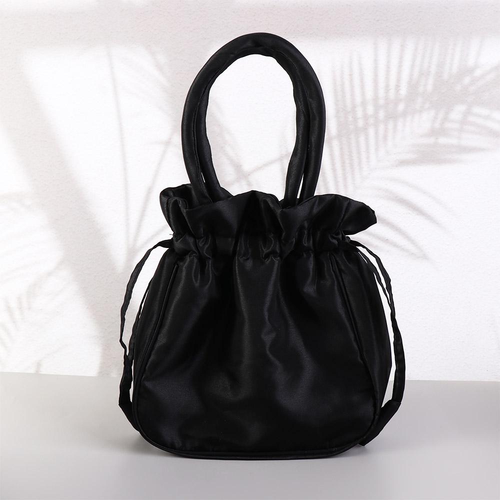 Bolso de mano con bordado de seda satinada para mujer, cartera pequeña con cordón Floral, Hanfu, Retro y
