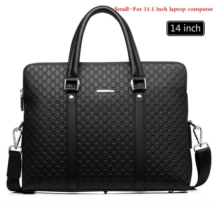 Volasss grande capacidade de couro dos homens maleta de negócios masculino sacos de ombro para o homem bolsas para portátil 15.6 "masculino: Black-14 inch