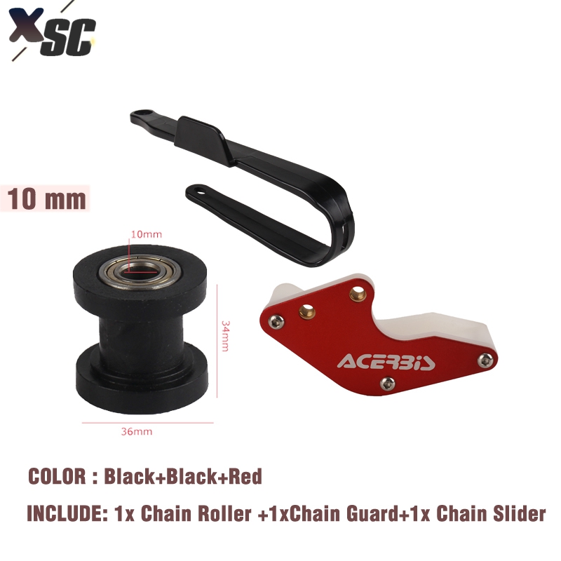 Motorcycle Swingarm Protection Chain Slider Rear Cover Chain Protector Guard Guide Roller Wheel Guard Set Pit Dirt Bike Racing: Silver