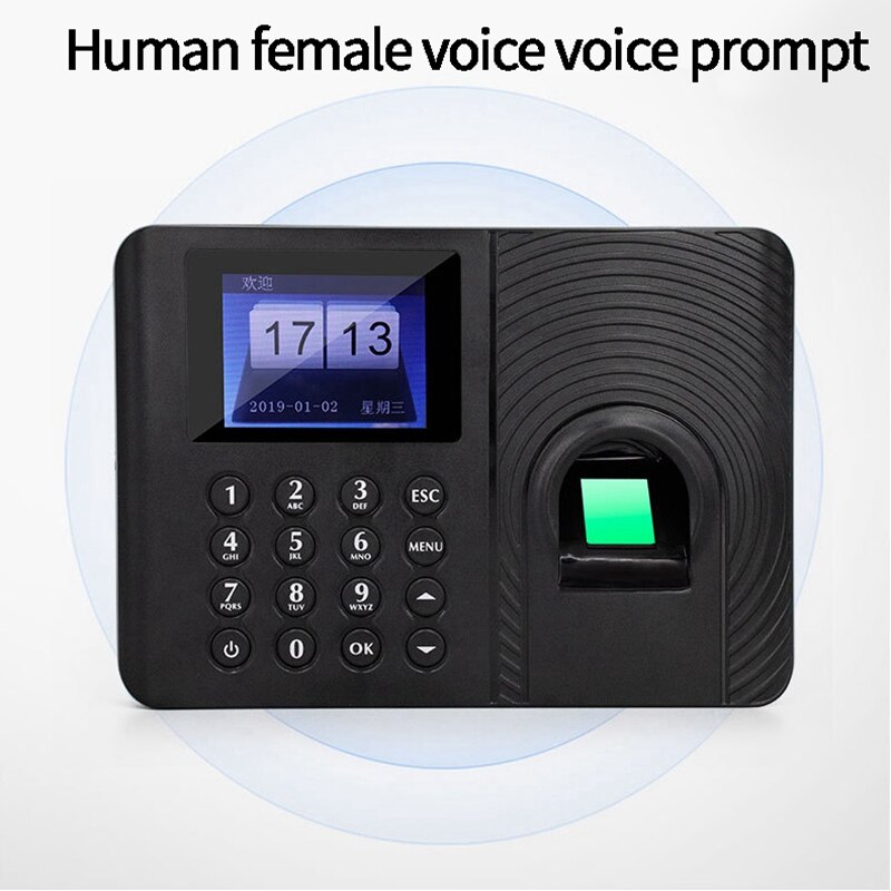 A10 Fingerprint Time Attendance System Clock Recorder Employee Recognition Recording Device Electronic Machine(US Plug)