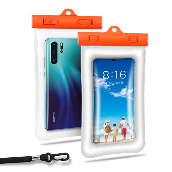 Flutuante Malote Do Telefone 6.5 ''Smartphones À Prova D' Água Caso Saco Seco Para iPhone XR X 11 Pro Max 8 Além de 7 6S Samsung Tampa Do Telefone Móvel: Orange