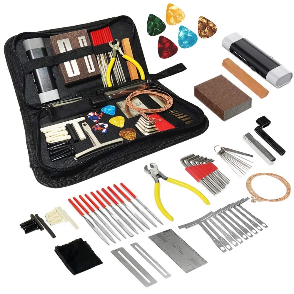 Miwayer 25/45/72 Guitar Repairing Tools Kit Setup Kit with Carry Bag Perfect for Music Or String Instrument Enthusiast: light yellow