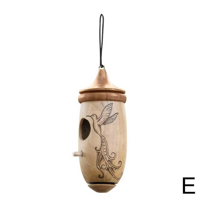 Outside Wooden Hummingbird House Feeder Birdhouse Hanging Swing Hummingbird for Wren Swallow Sparrow Houses Hummingbird: E