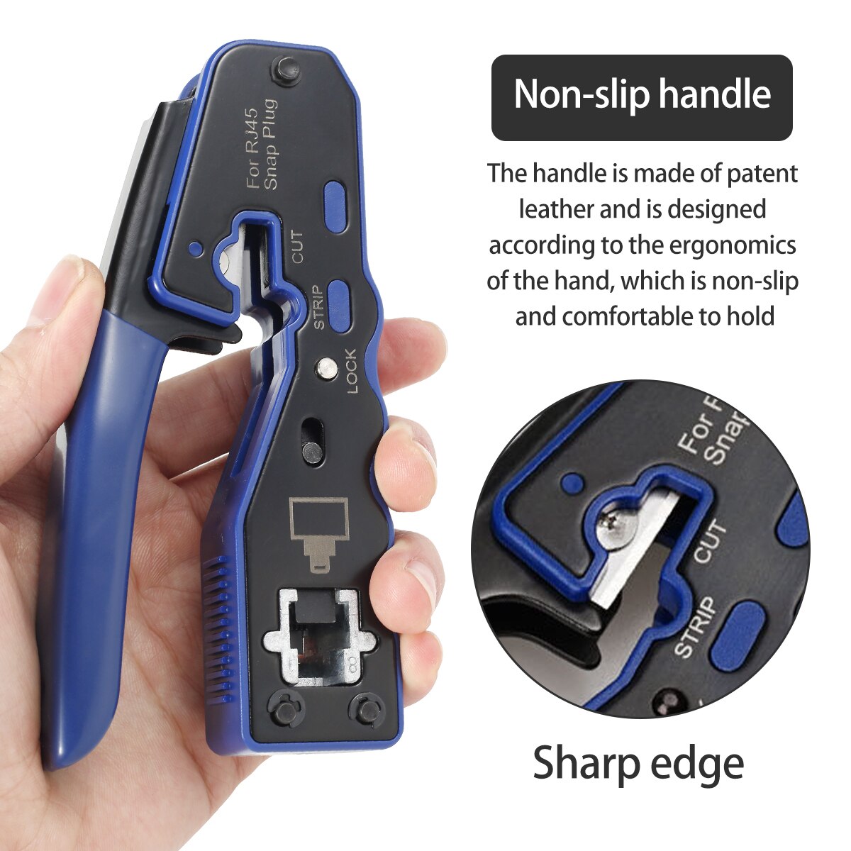 RJ45 Crimp Tool Kit Pass Through Crimping Tool Network Cable Crimper Tool Wire Cutter For RJ45 Cat5 Cat5e Cat6 Cat6a Connectors